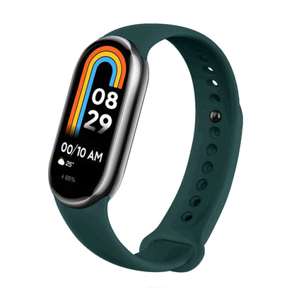 Correa de Recambio para Xiaomi Mi Band 8, de color Verde Oscuro, Pulsera de Repuesto de Silicona, Enganche Métalico, Flexible