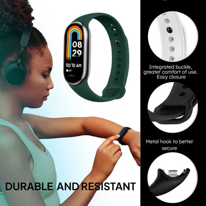 Correa de Recambio para Xiaomi Mi Band 9 y Mi Band 8, de color Verde Oscuro, Enganche Métalico, Flexible Sport