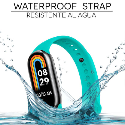 Correa de Recambio para Xiaomi Mi Band 8, de color turquesa, Pulsera de Repuesto de Silicona, Enganche Métalico, Flexible