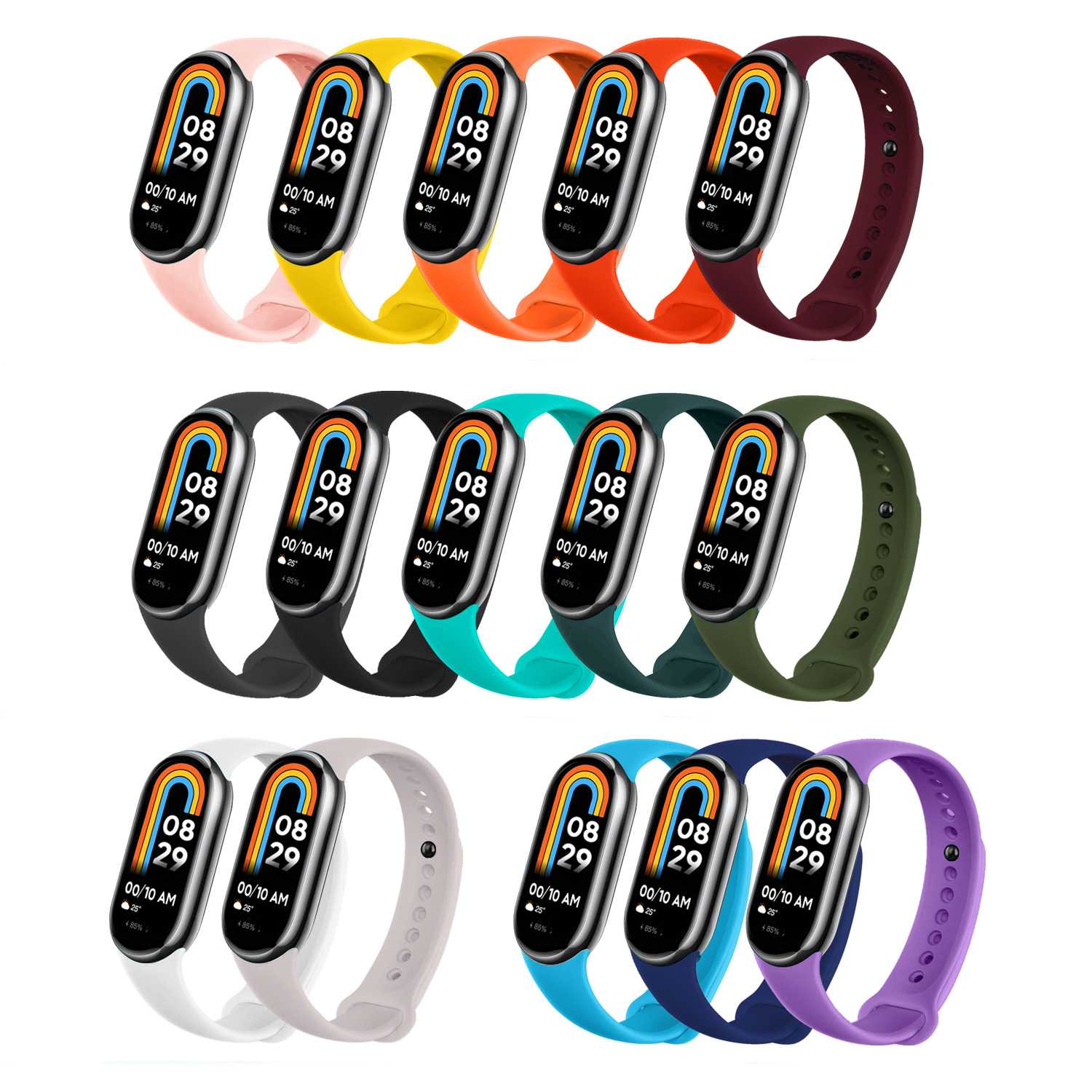 Correa de Recambio para Xiaomi Mi Band 9 y Mi Band 8, de color Lavanda, Enganche Métalico, Flexible Sport