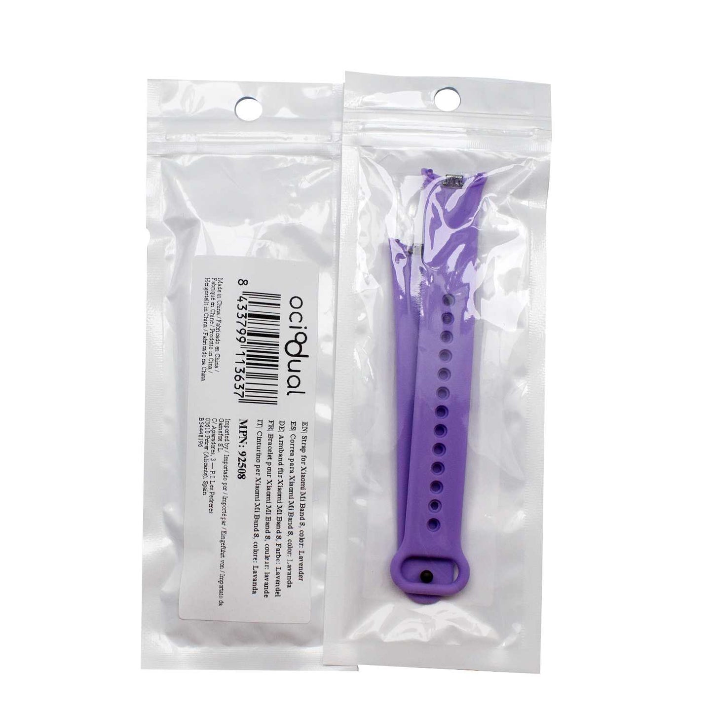 Correa de Recambio para Xiaomi Mi Band 8, de color Lavanda, Pulsera de Repuesto de Silicona, Enganche Métalico, Flexible