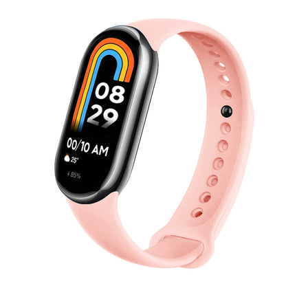 Correa de Recambio para Xiaomi Mi Band 8, de color Rosa Palo, Pulsera de Repuesto de Silicona, Enganche Métalico, Flexible