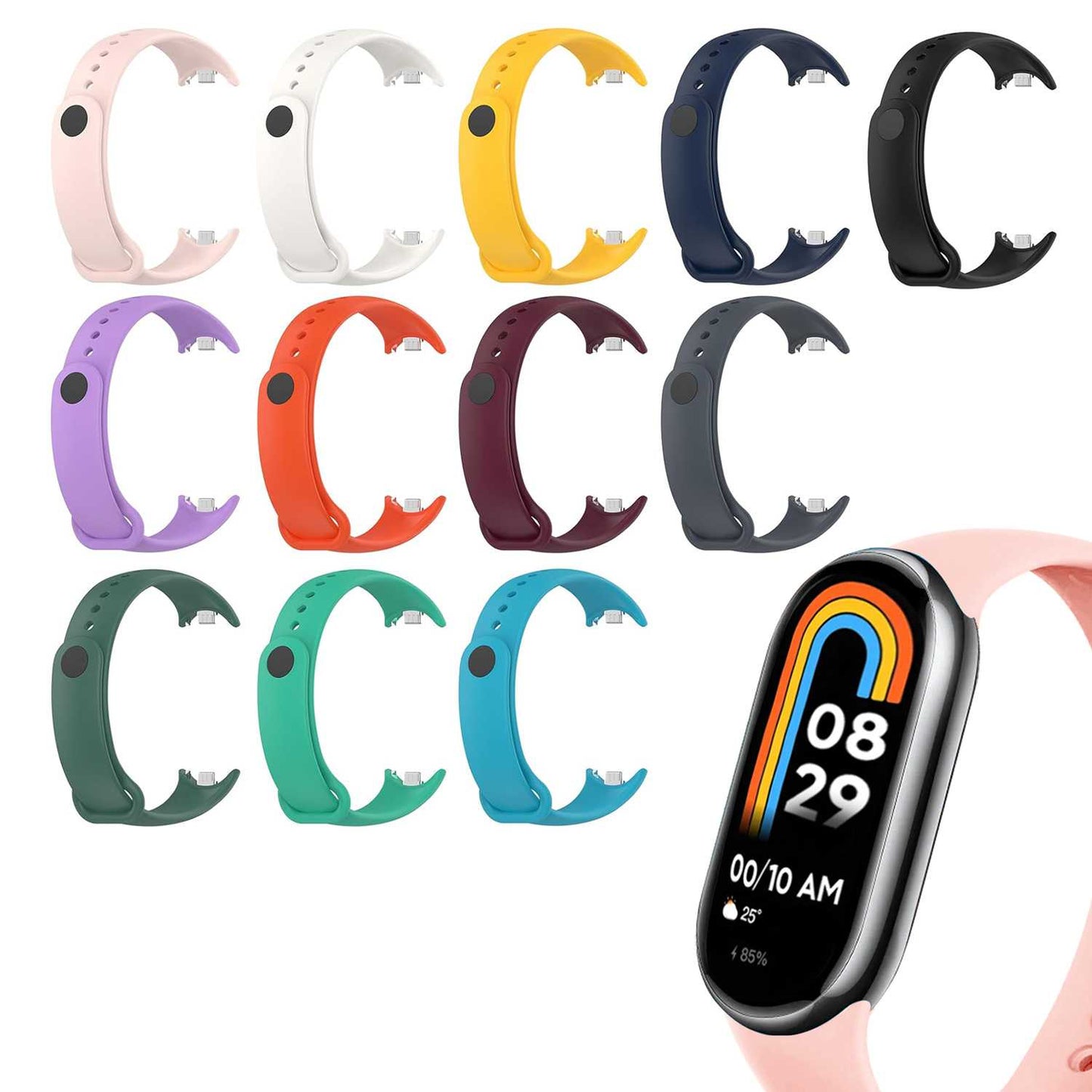 Correa de Recambio para Xiaomi Mi Band 9 y Mi Band 8, de color Rosa Palo, Enganche Métalico, Flexible Sport