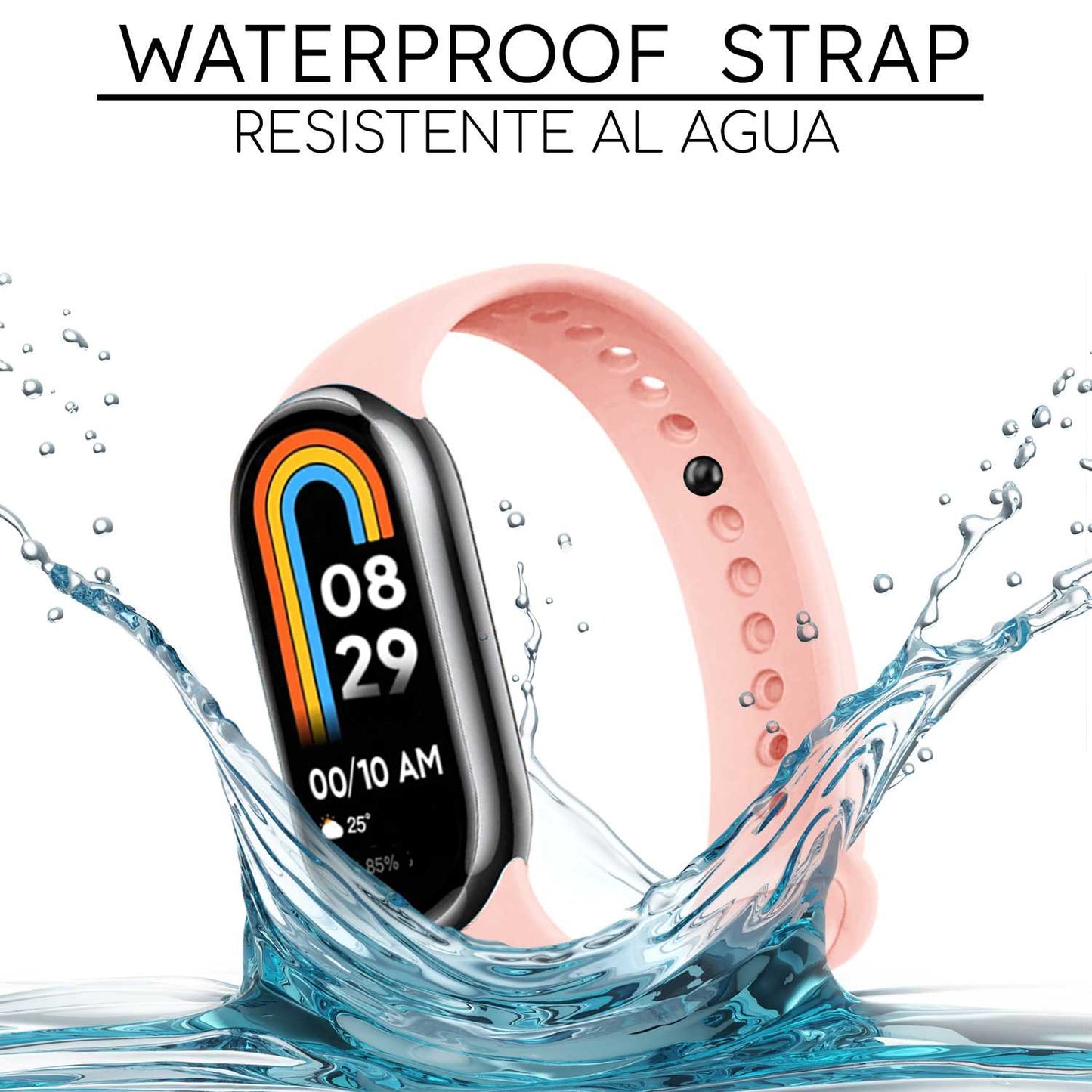 Correa de Recambio para Xiaomi Mi Band 9 y Mi Band 8, de color Rosa Palo, Enganche Métalico, Flexible Sport