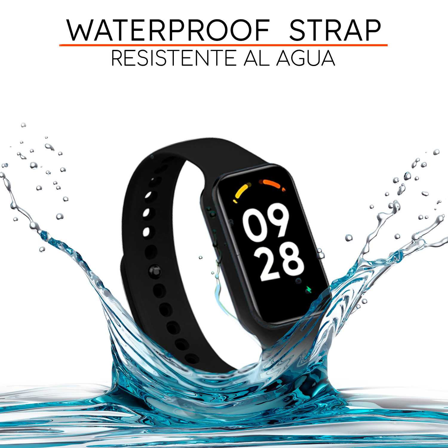 Correa de Recambio Compatible con Xiaomi Smart Band 8 Active/Redmi Smart Band 2, de color Negro, Pulsera de Repuesto de Silicona Suave Flexible Sport Goma