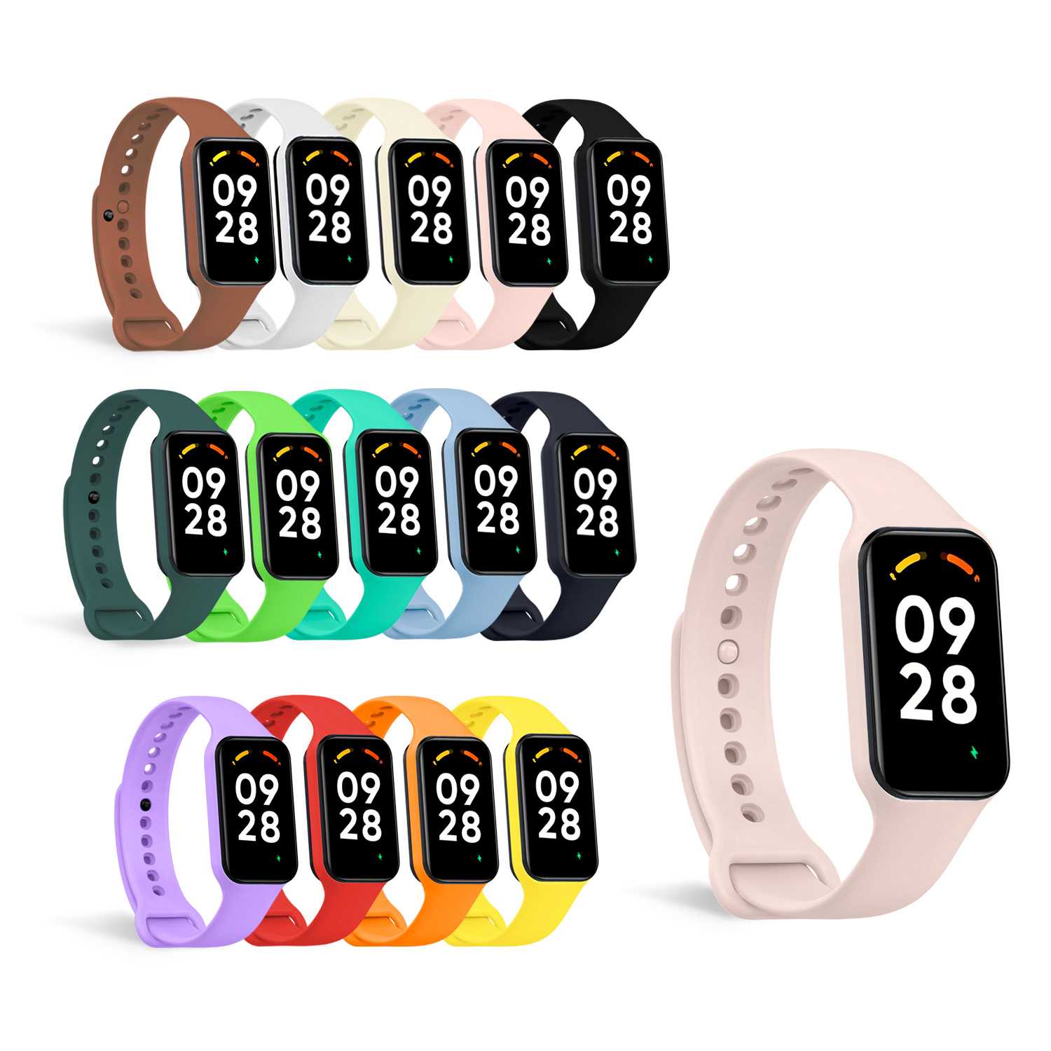 Correa de Recambio Compatible con Xiaomi Smart Band 8 Active/Redmi Smart Band 2, de color Hueso, Pulsera de Repuesto de Silicona Suave Flexible Sport Goma