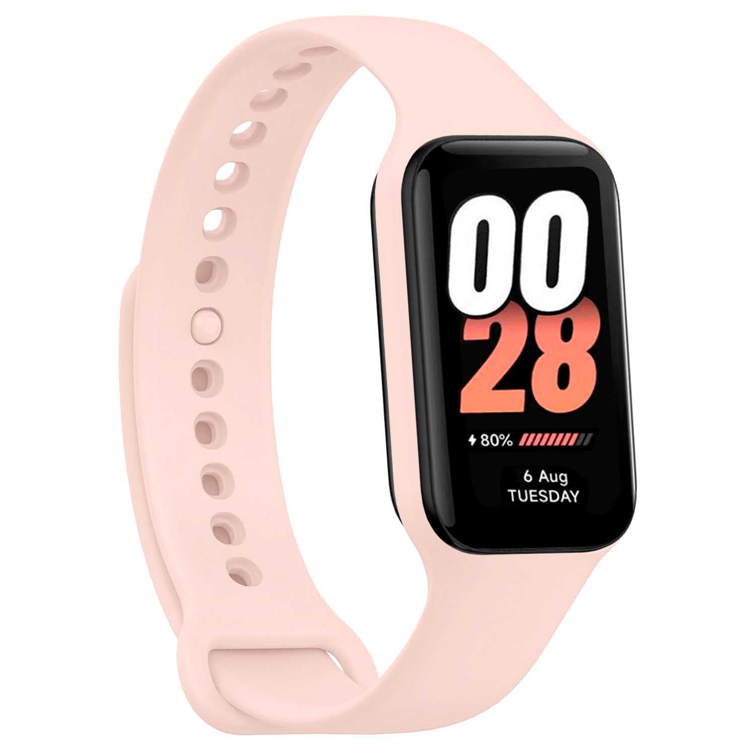 Correa de Recambio Compatible con Xiaomi Smart Band 8 Active/Redmi Smart Band 2, de color Rosa Claro, Pulsera de Repuesto de Silicona Suave Flexible Sport Goma