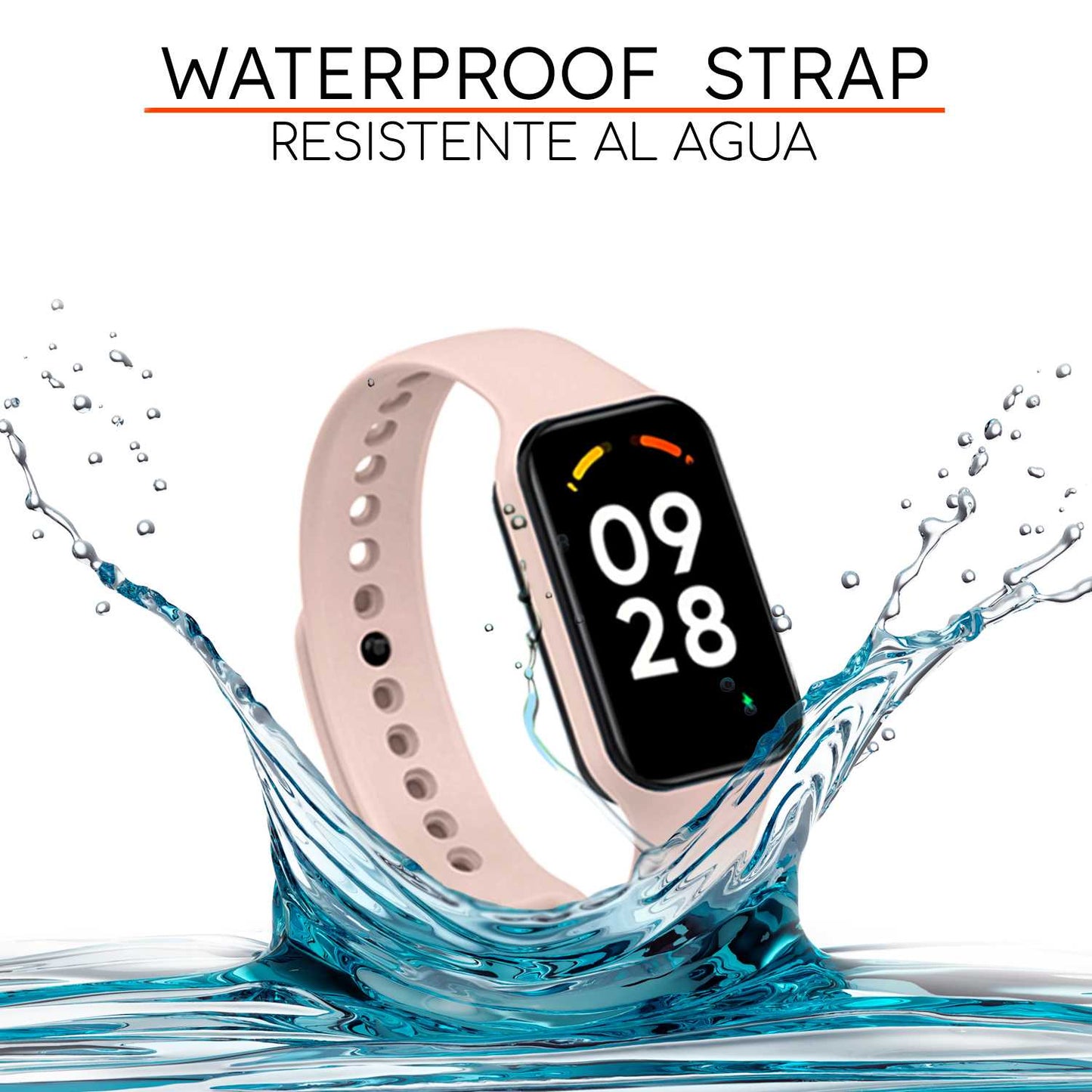 Correa de Recambio Compatible con Xiaomi Smart Band 8 Active/Redmi Smart Band 2, de color Rosa Claro, Pulsera de Repuesto de Silicona Suave Flexible Sport Goma