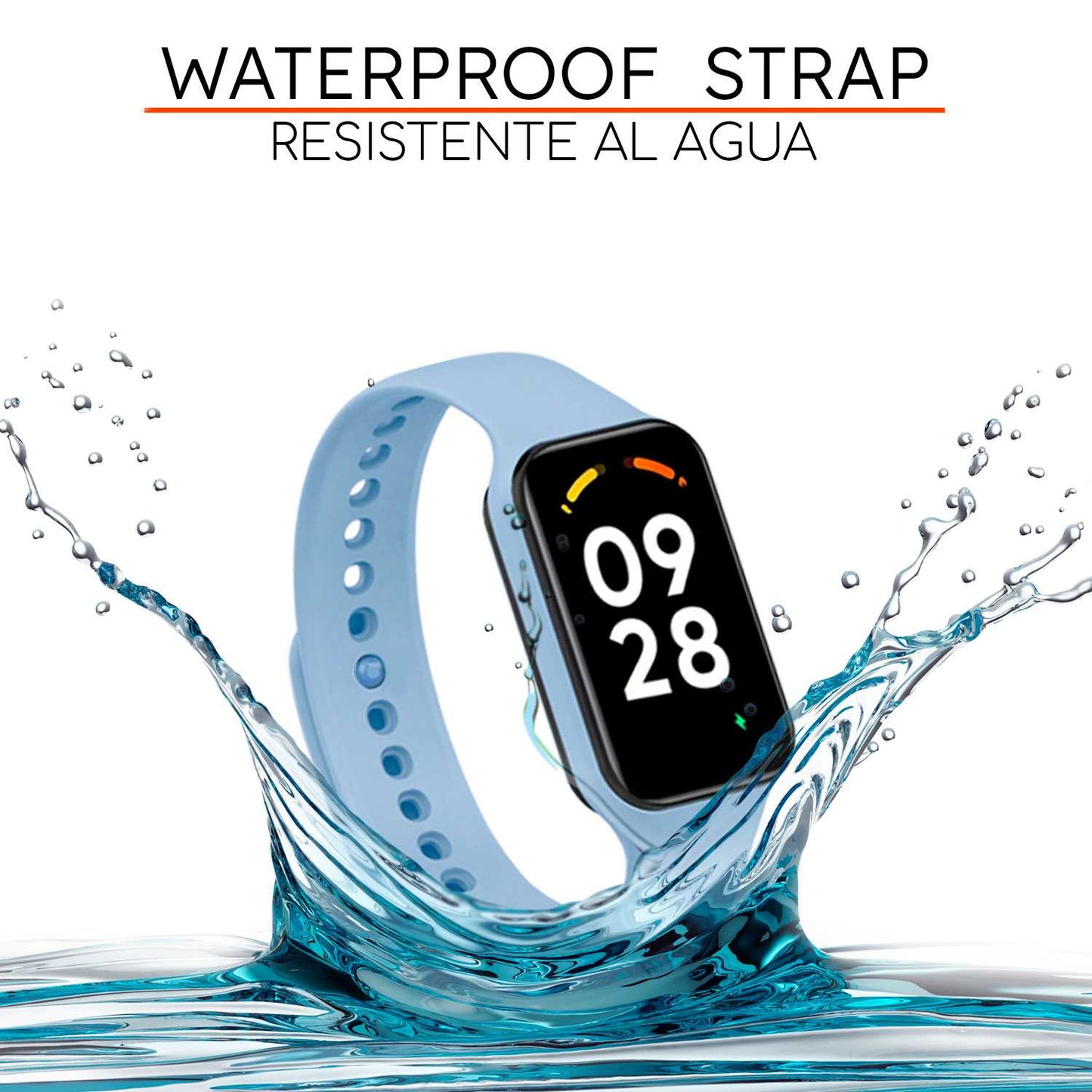 Correa de Recambio Compatible con Xiaomi Smart Band 8 Active/Redmi Smart Band 2, de color Azul Celeste, Pulsera de Repuesto de Silicona Suave Flexible Sport Goma