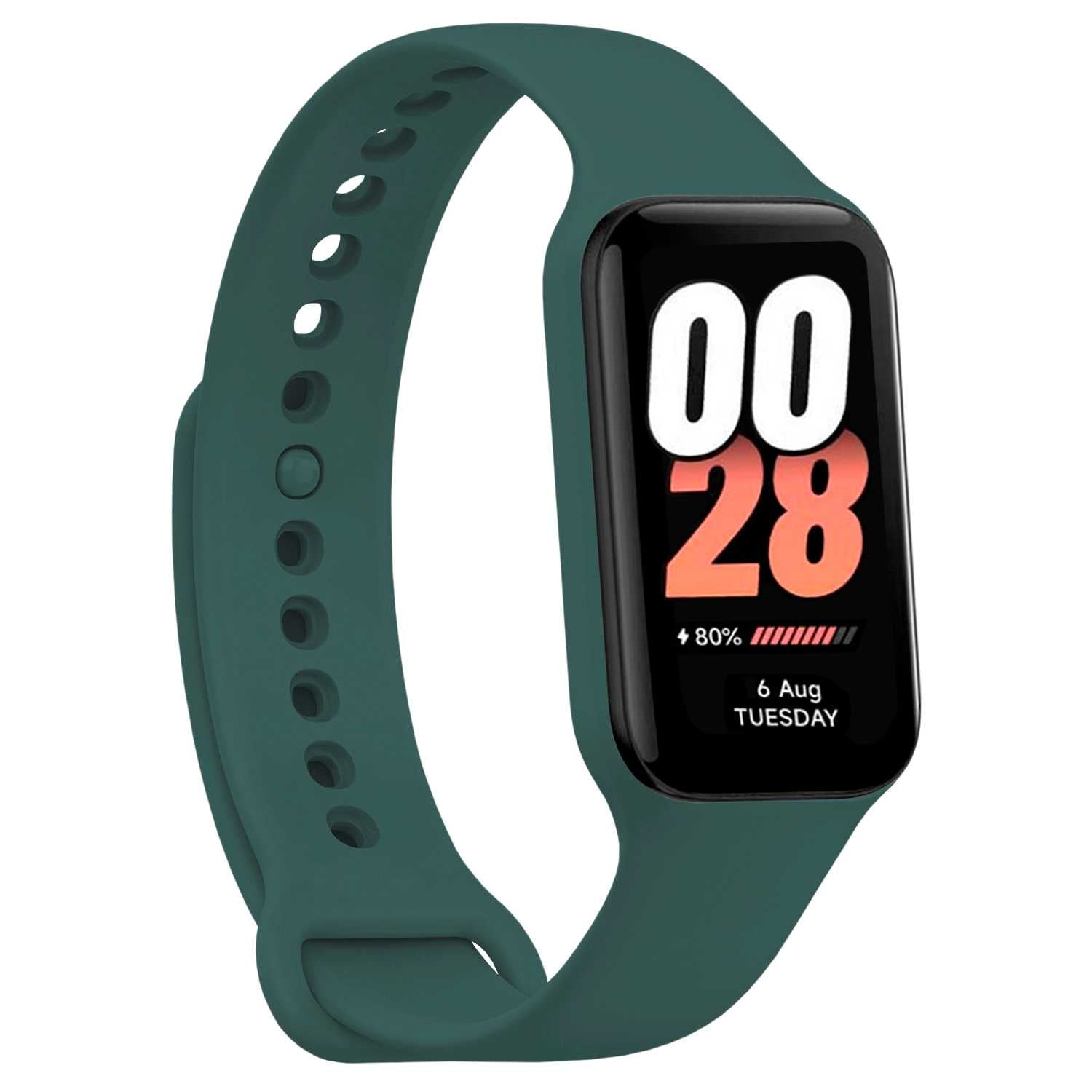 Correa de Recambio Compatible con Xiaomi Smart Band 8 Active/Redmi Smart Band 2, de color Verde Oscuro, Pulsera de Repuesto de Silicona Suave Flexible Sport Goma