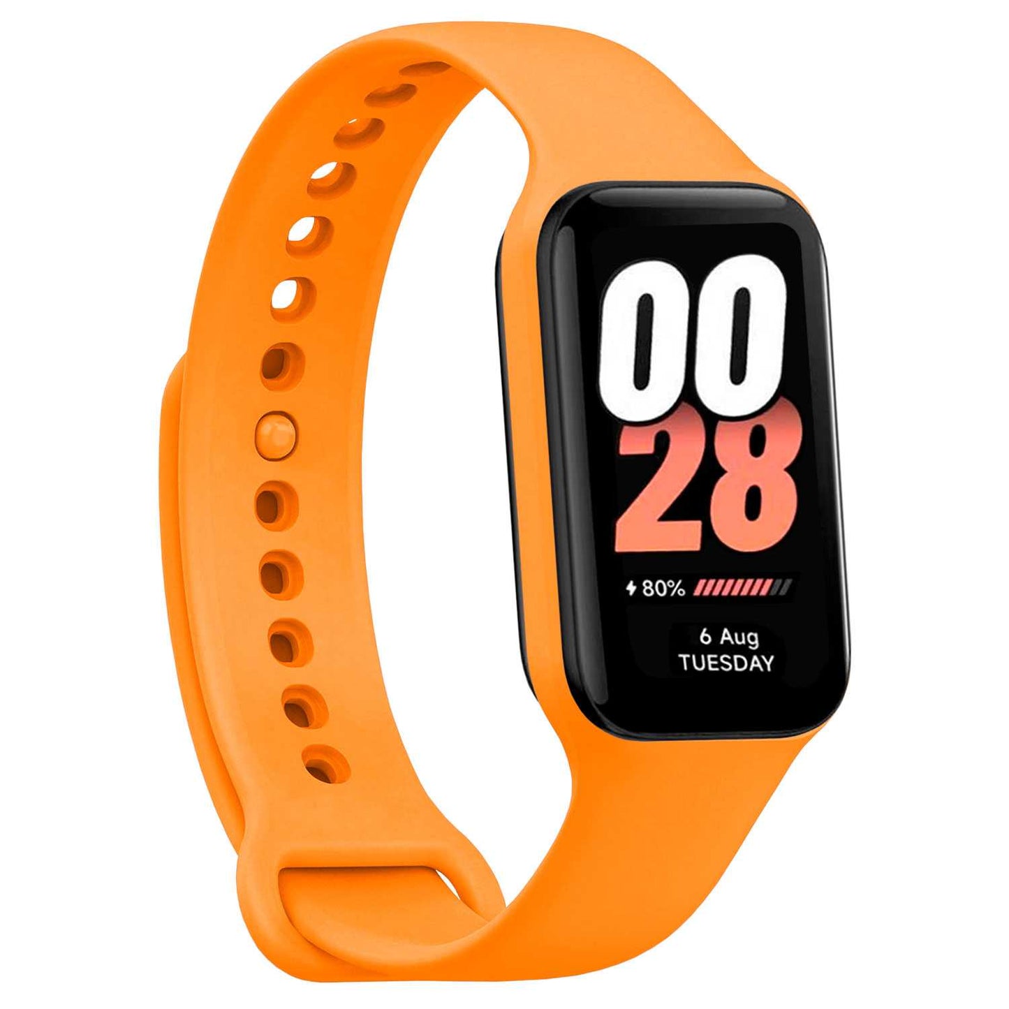 Correa de Recambio Compatible con Xiaomi Smart Band 8 Active/Redmi Smart Band 2, de color Naranja, Pulsera de Repuesto de Silicona Suave Flexible Sport Goma