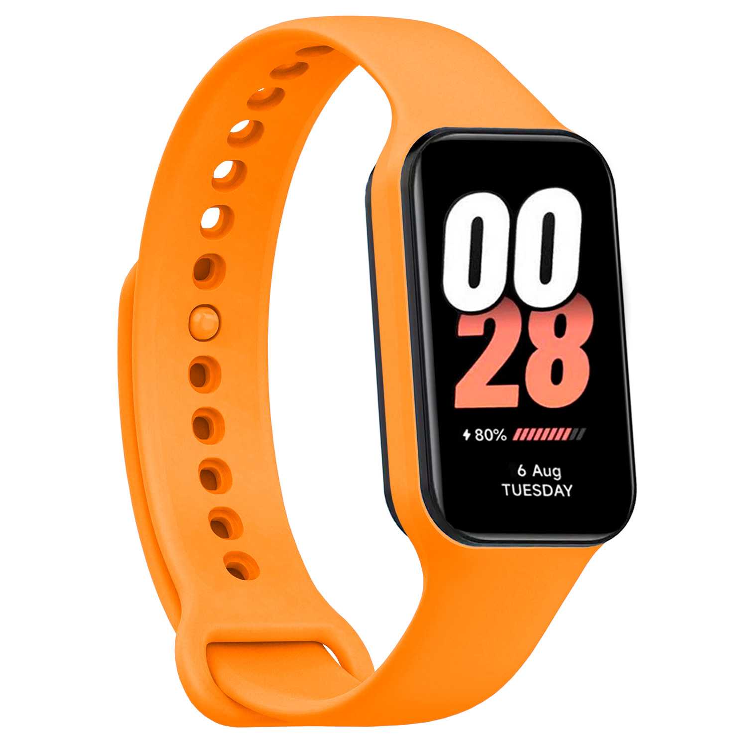 Correa de Recambio Compatible con Xiaomi Smart Band 8 Active/Redmi Smart Band 2, de color Naranja, Pulsera de Repuesto de Silicona Suave Flexible Sport Goma