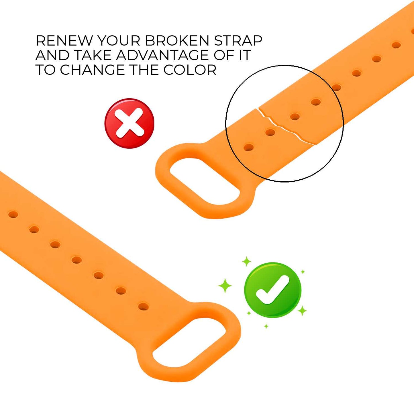 Correa de Recambio Compatible con Xiaomi Smart Band 8 Active/Redmi Smart Band 2, de color Naranja, Pulsera de Repuesto de Silicona Suave Flexible Sport Goma