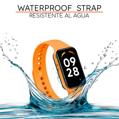 Correa de Recambio Compatible con Xiaomi Smart Band 8 Active/Redmi Smart Band 2, de color Naranja, Pulsera de Repuesto de Silicona Suave Flexible Sport Goma