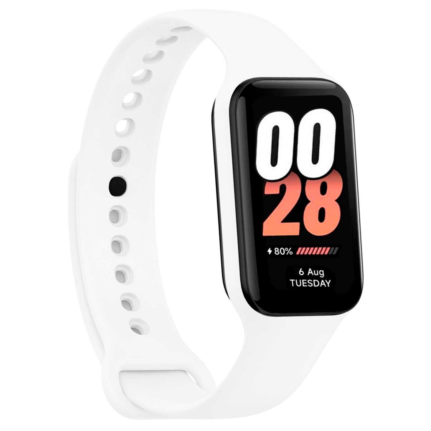 Correa de Recambio Compatible con Xiaomi Smart Band 8 Active/Redmi Smart Band 2, de color Blanco, Pulsera de Repuesto de Silicona Suave Flexible Sport Goma