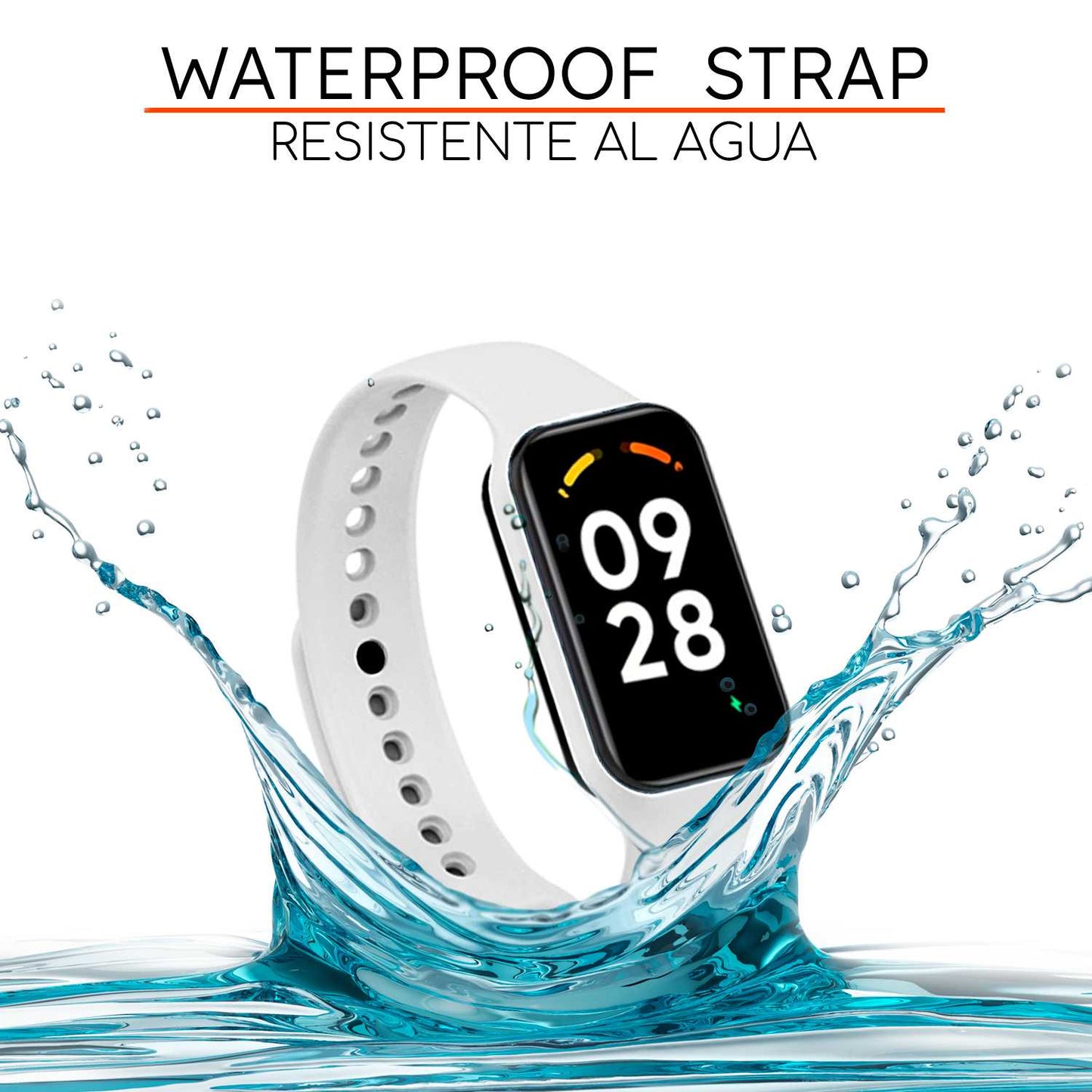 Correa de Recambio Compatible con Xiaomi Smart Band 8 Active/Redmi Smart Band 2, de color Blanco, Pulsera de Repuesto de Silicona Suave Flexible Sport Goma