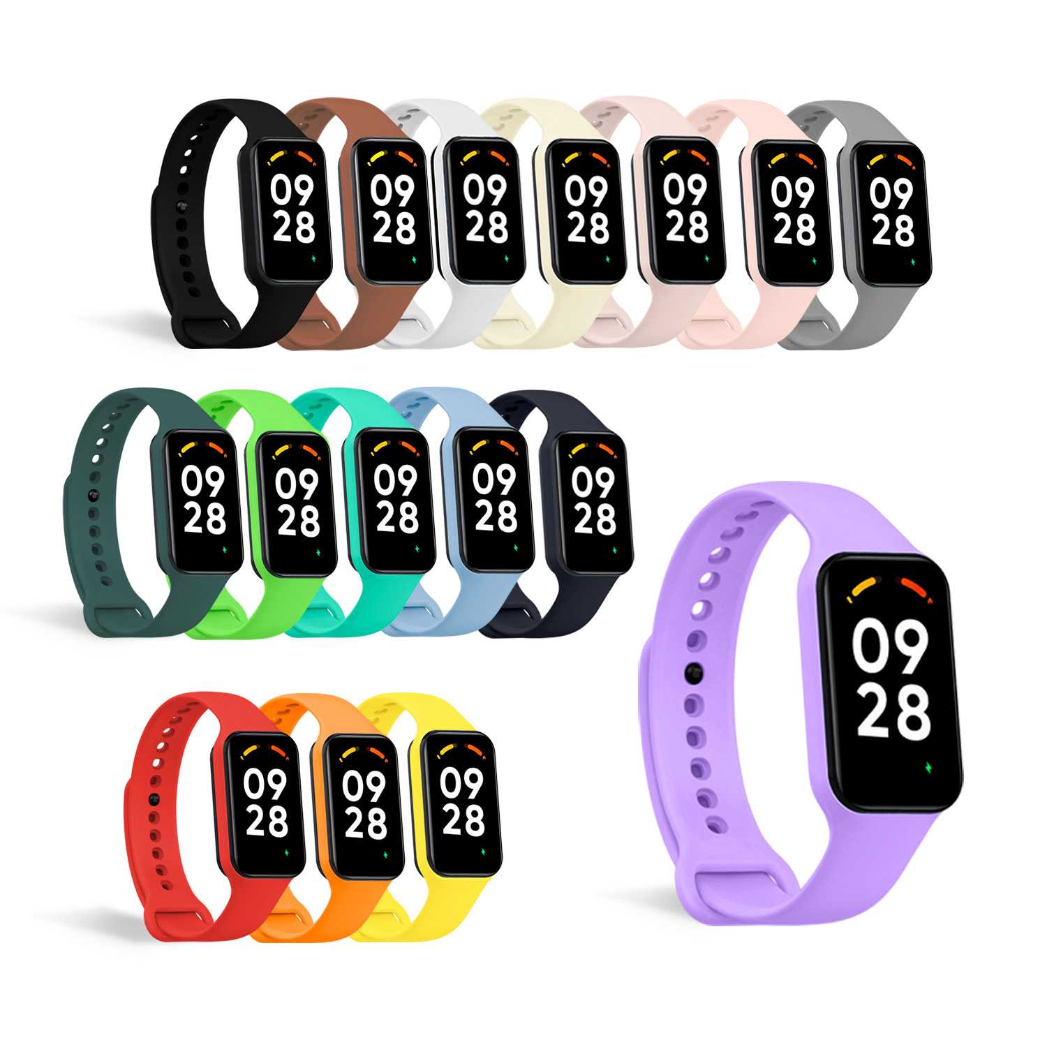 Correa de Recambio Compatible con Xiaomi Smart Band 8 Active/Redmi Smart Band 2, de color Lavanda, Pulsera de Repuesto de Silicona Suave Flexible Sport Goma