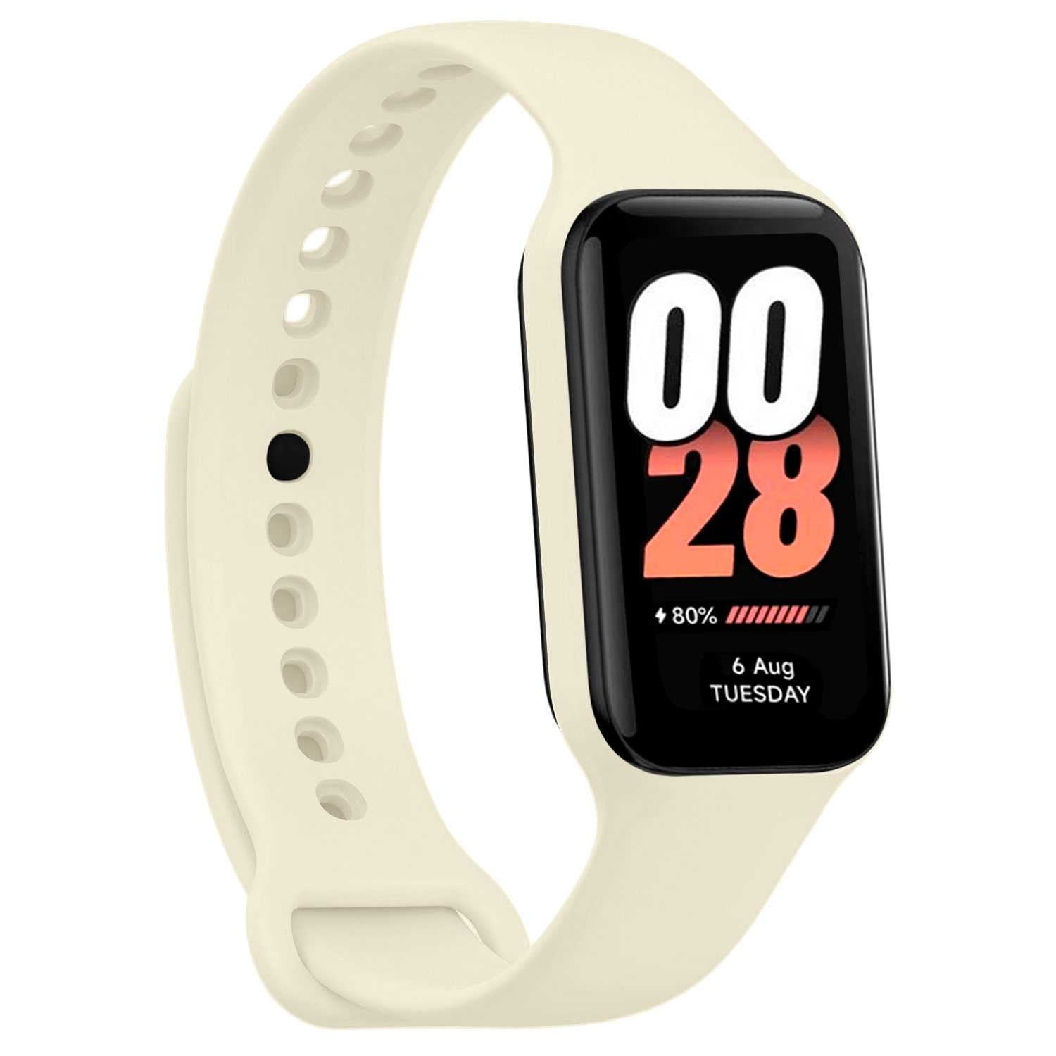 Correa de Recambio Compatible con Xiaomi Smart Band 8 Active/Redmi Smart Band 2, de color Beige, Pulsera de Repuesto de Silicona Suave Flexible Sport Goma