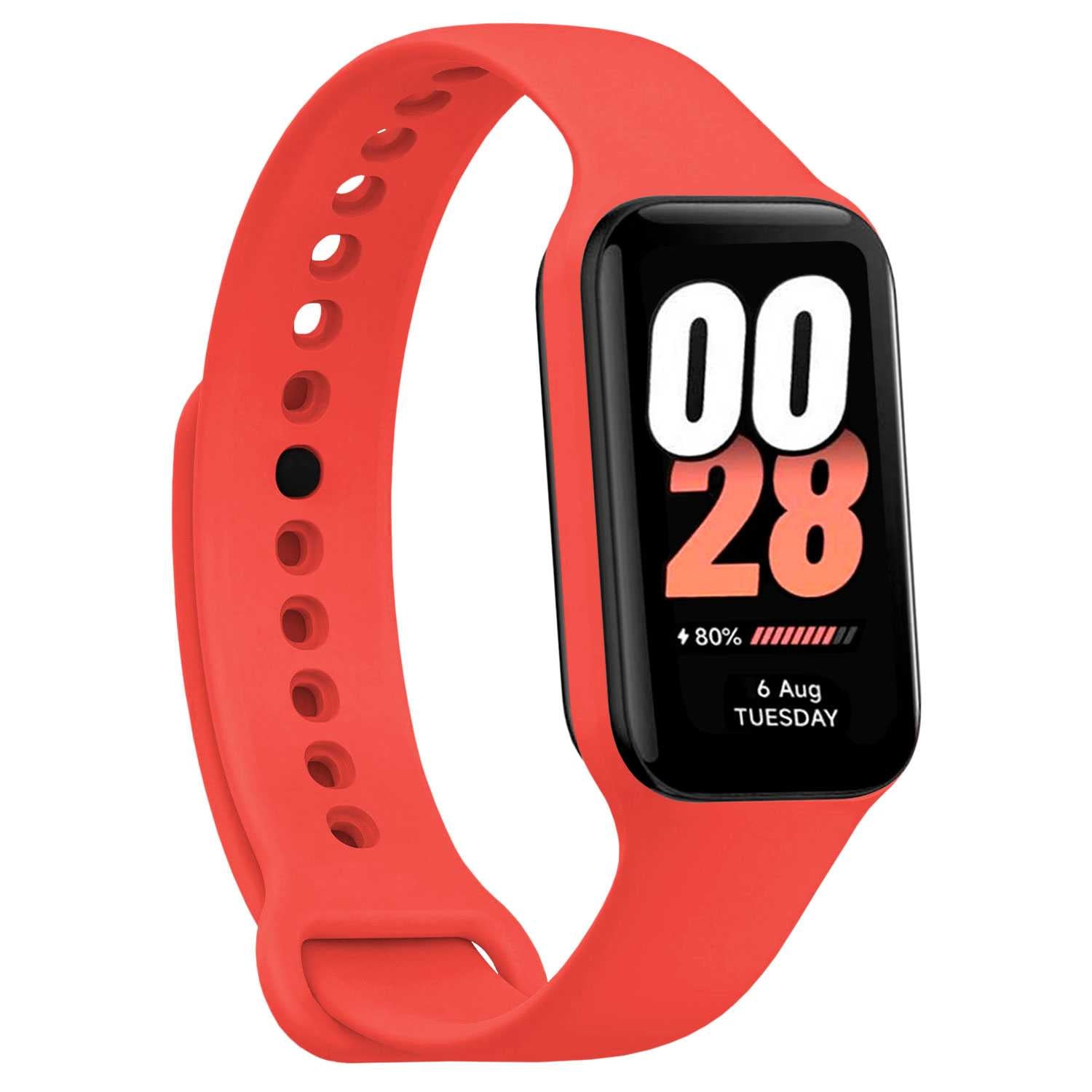 Correa de Recambio Compatible con Xiaomi Smart Band 8 Active/Redmi Smart Band 2, de color Rojo, Pulsera de Repuesto de Silicona Suave Flexible Sport Goma