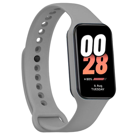 Correa de Recambio Compatible con Xiaomi Smart Band 8 Active/Redmi Smart Band 2, de color Gris, Pulsera de Repuesto de Silicona Suave Flexible Sport Goma