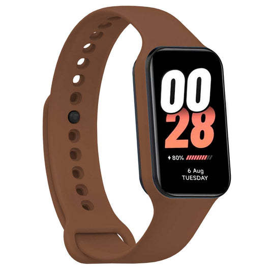 Correa de Recambio Compatible con Xiaomi Smart Band 8 Active/Redmi Smart Band 2, de color Marrón, Pulsera de Repuesto de Silicona Suave Flexible Sport Goma