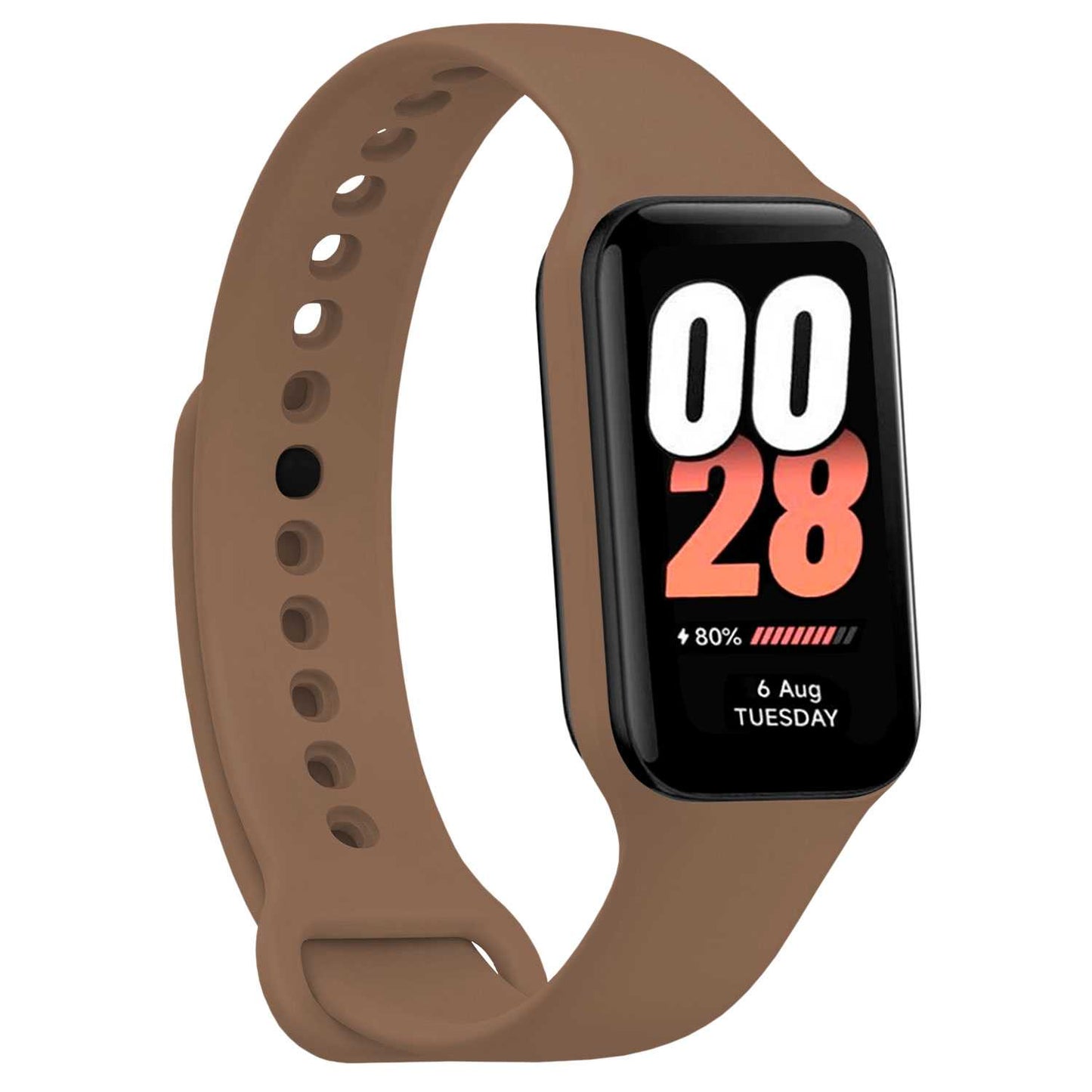 Correa de Recambio Compatible con Xiaomi Smart Band 8 Active/Redmi Smart Band 2, de color Marrón, Pulsera de Repuesto de Silicona Suave Flexible Sport Goma