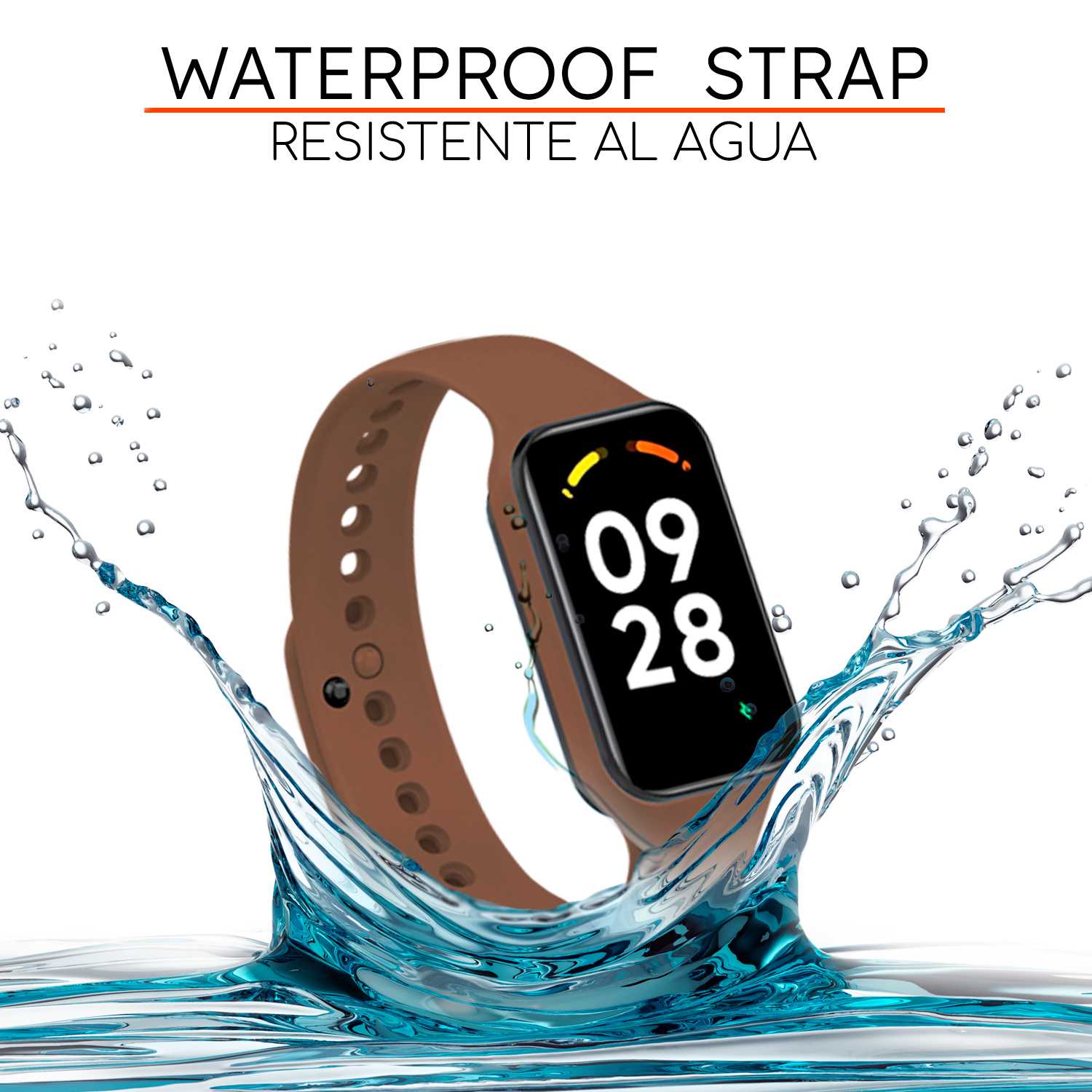 Correa de Recambio Compatible con Xiaomi Smart Band 8 Active/Redmi Smart Band 2, de color Marrón, Pulsera de Repuesto de Silicona Suave Flexible Sport Goma