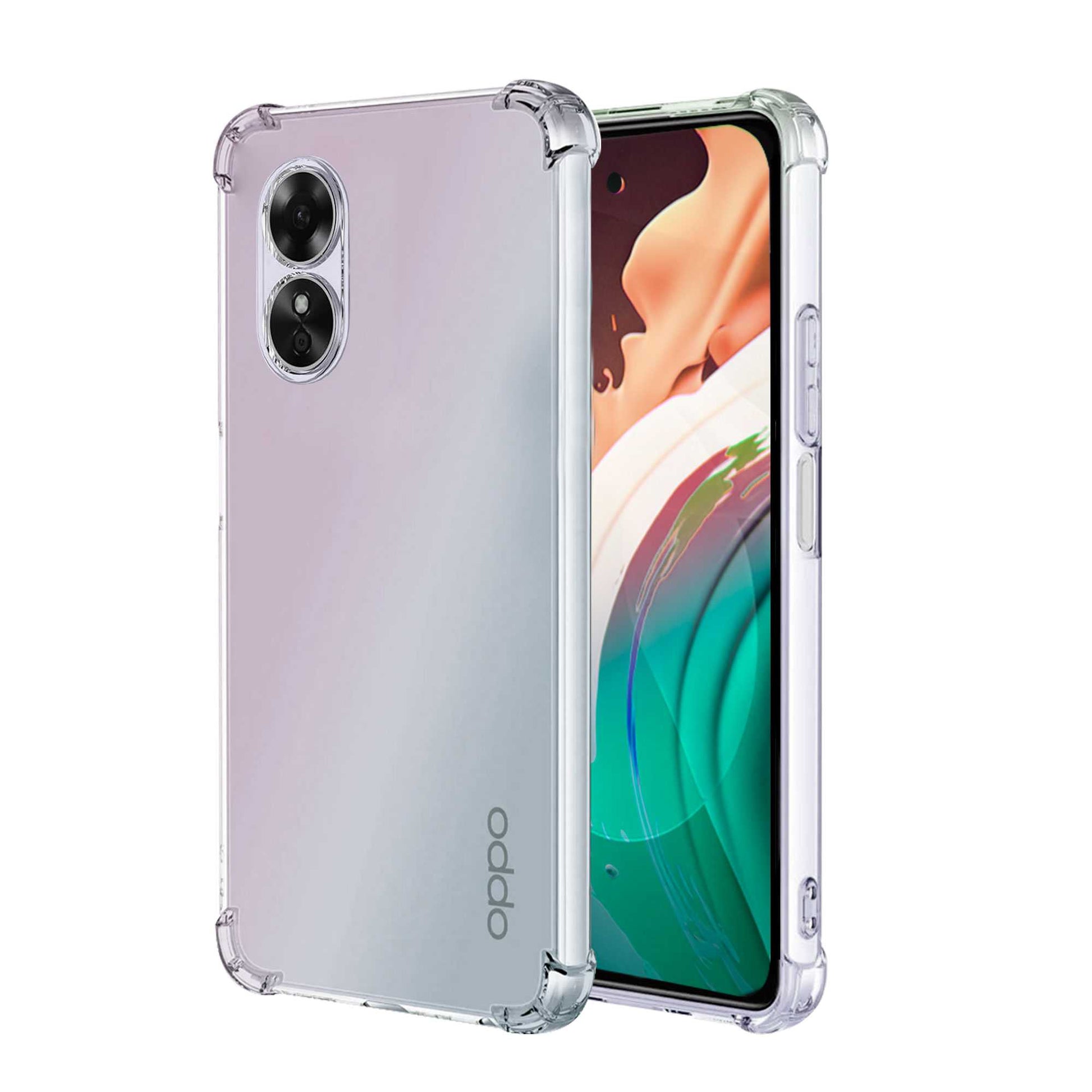 Funda Transparente de TPU Flexible con Esquinas Reforzadas para Oppo A17, con 2 Protectores de Pantalla,