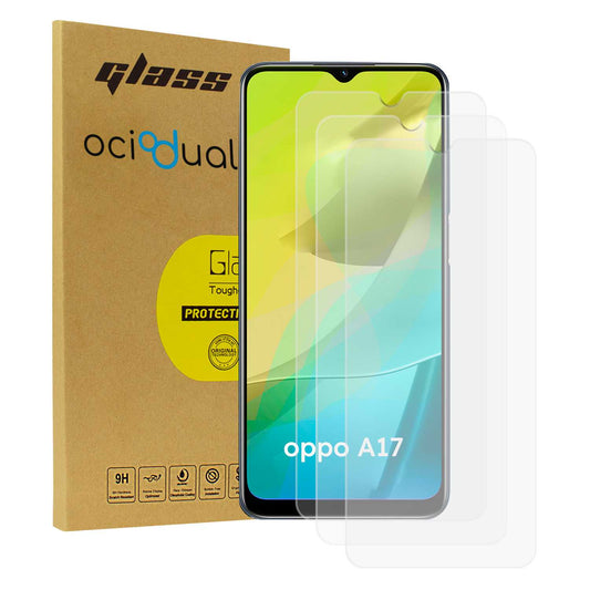 3 Protectores para Oppo A17, Pack x3 Protectores de Pantalla, Cristal Templado,  Antiarañazos,