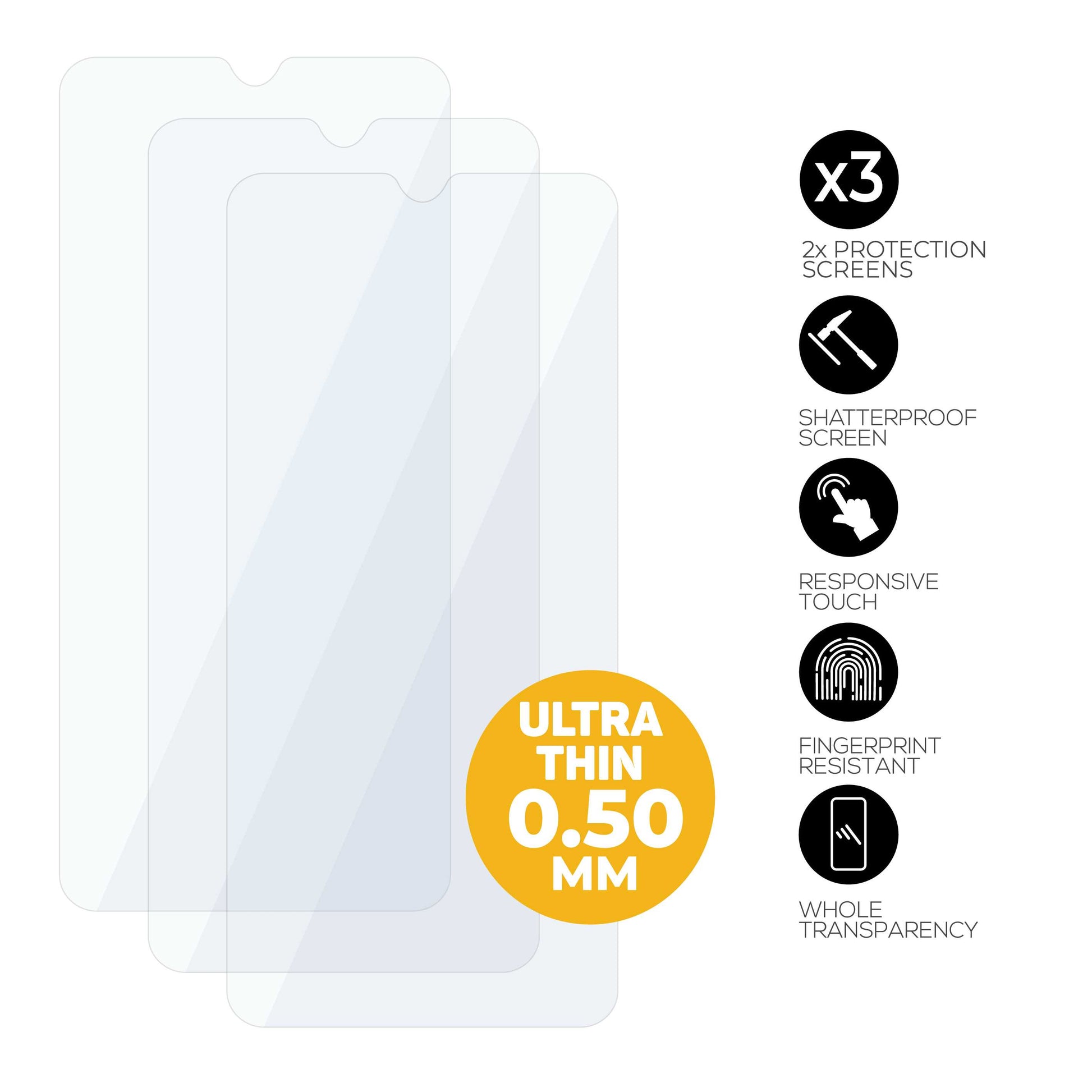 3 Protectores para Oppo A17, Pack x3 Protectores de Pantalla, Cristal Templado,  Antiarañazos,
