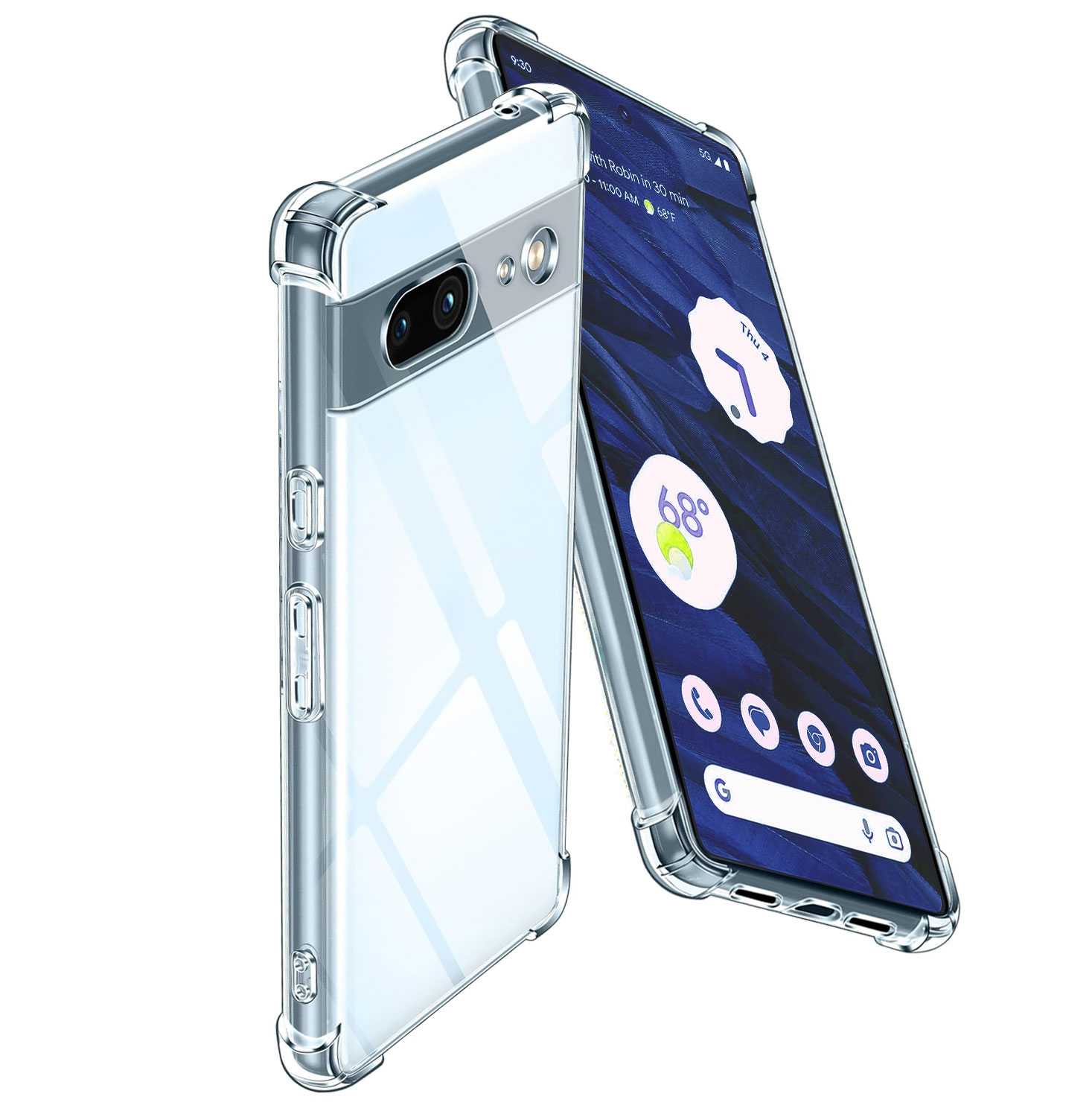 Funda de TPU para Google Pixel 8, Carcasa Flexible con Esquinas Reforzadas Antigolpes, Protección en Cámaras, Silicona Transparente