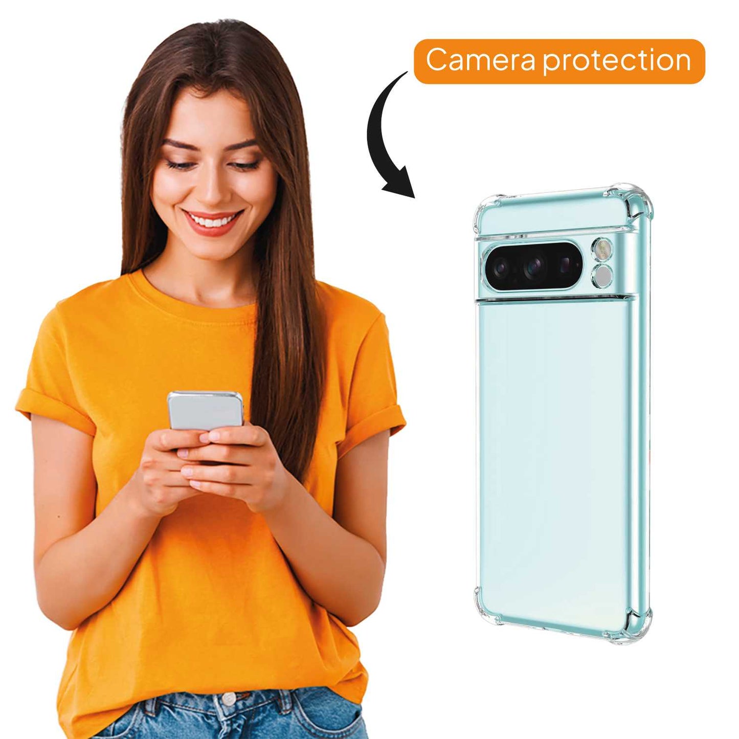 Funda de TPU para Google Pixel 7A, Carcasa Flexible con Esquinas Reforzadas Antigolpes, Protección en Cámaras, Silicona Transparente