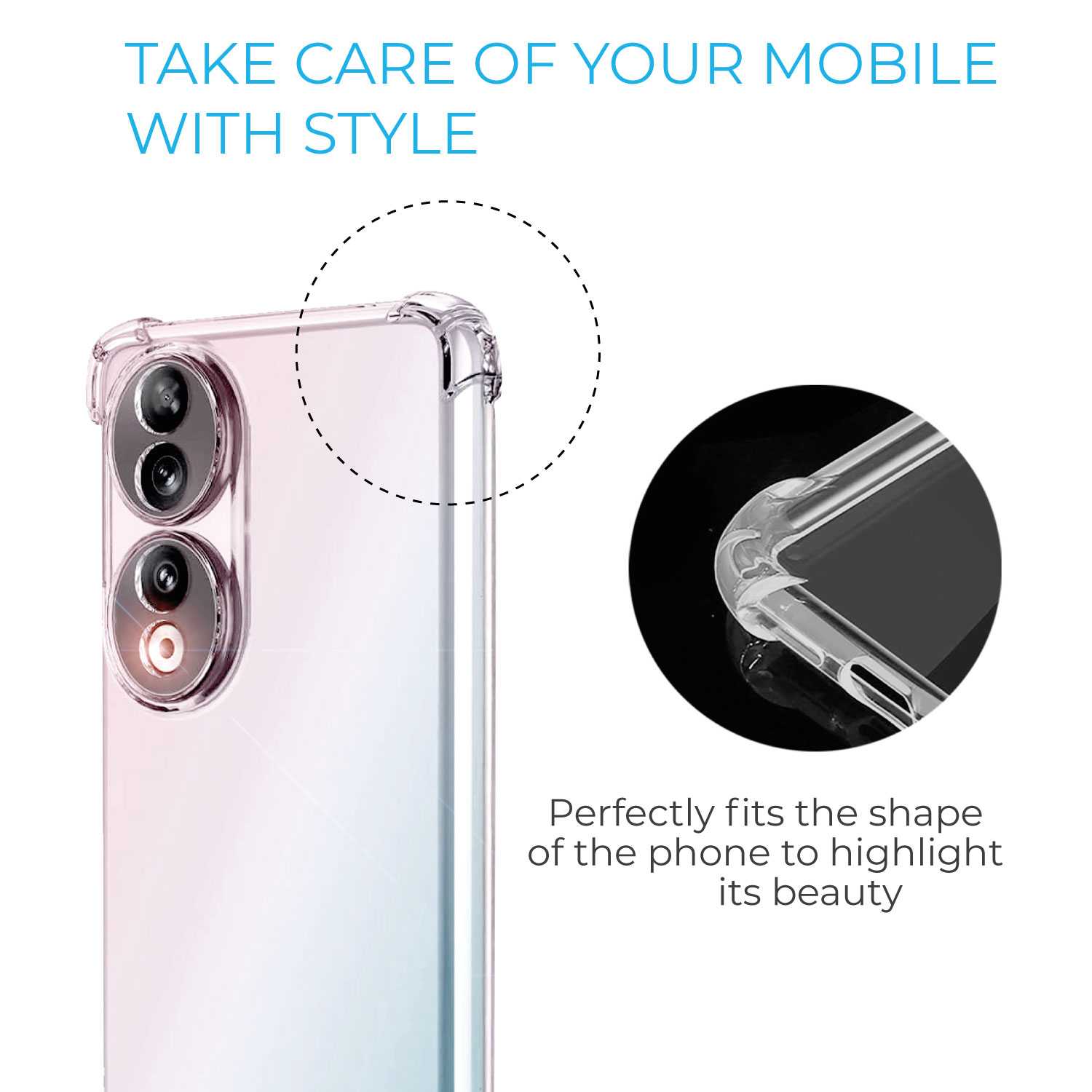 Funda de TPU para Honor 90, Carcasa Flexible con Esquinas Reforzadas Antigolpes, Protección en Cámaras, Silicona Transparente