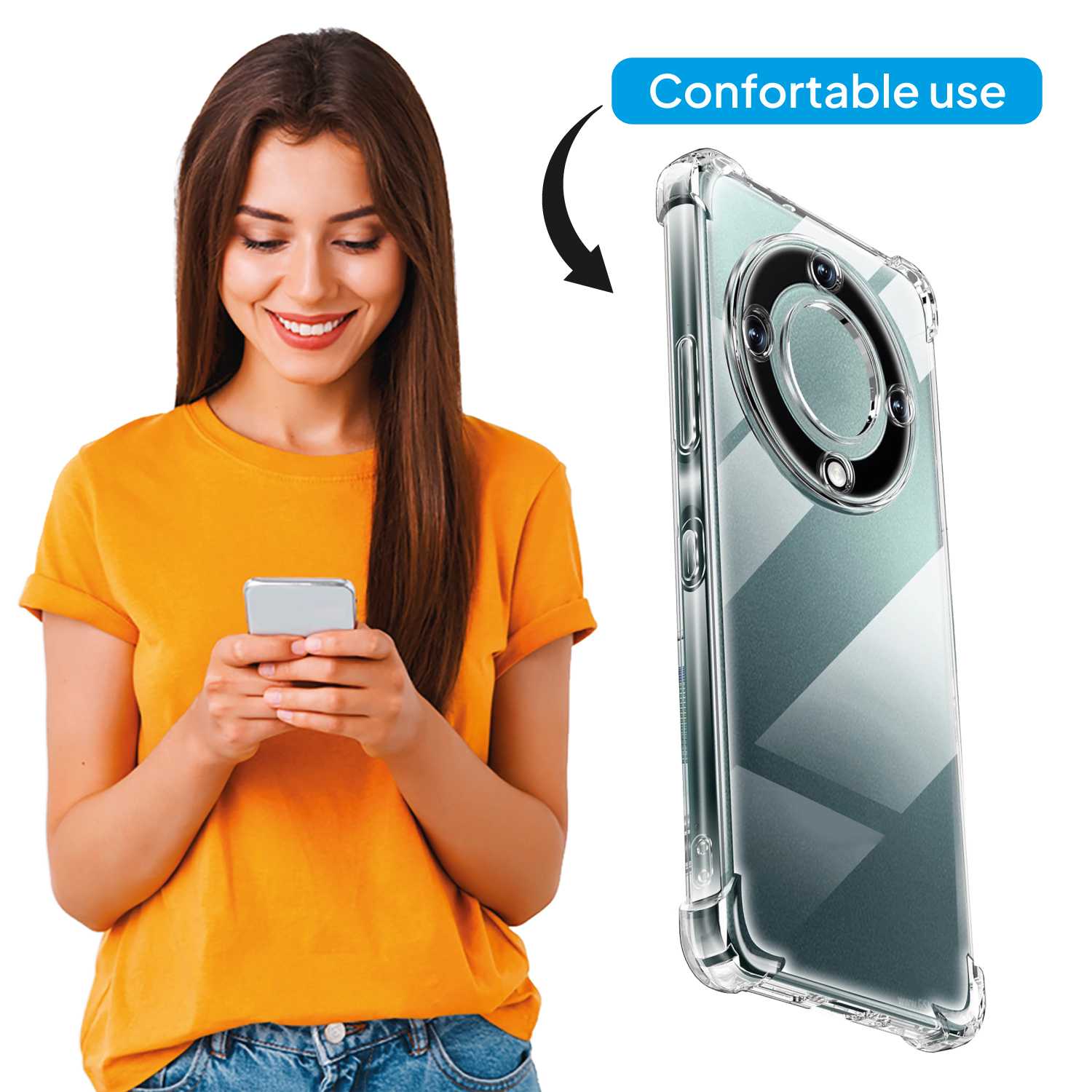 Funda de TPU para Honor Magic 5 Lite, Carcasa Flexible con Esquinas Reforzadas Antigolpes, Protección en Cámaras, Silicona Transparente