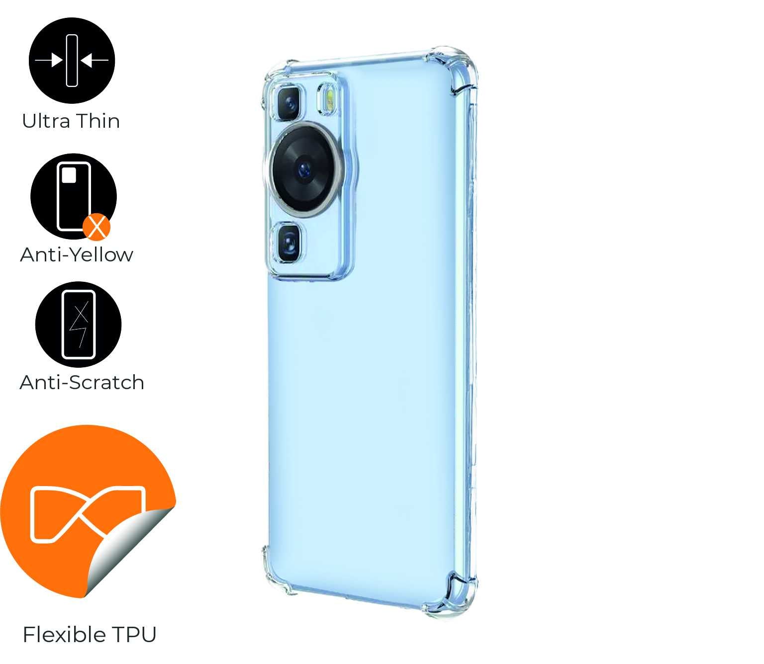 Funda de TPU para Huawei p60/pro, Carcasa Flexible con Esquinas Reforzadas Antigolpes, Protección en Cámaras, Silicona Transparente