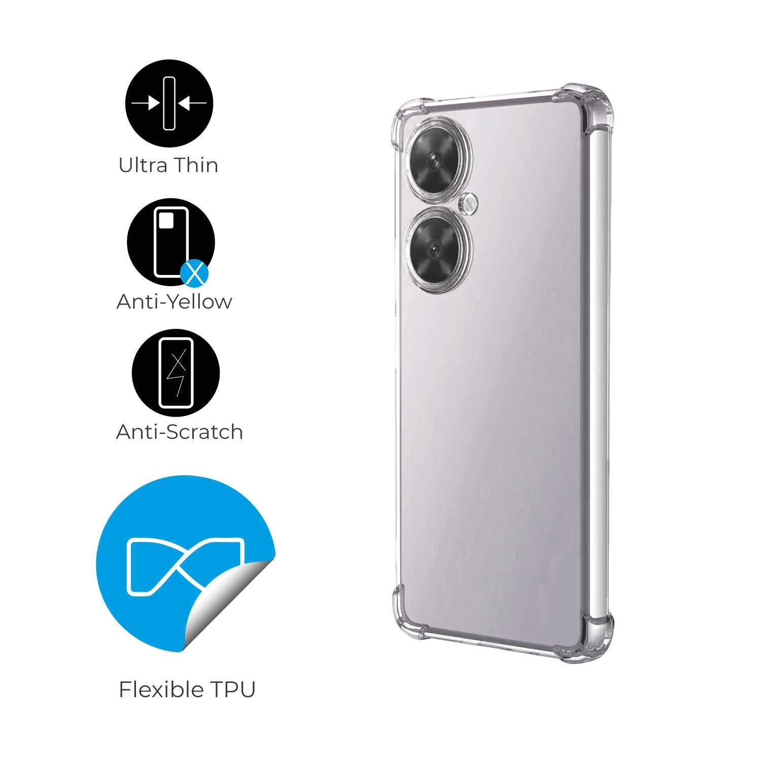 Funda de TPU para Huawei Nova 11i, Carcasa Flexible con Esquinas Reforzadas Antigolpes, Protección en Cámaras, Silicona Transparente