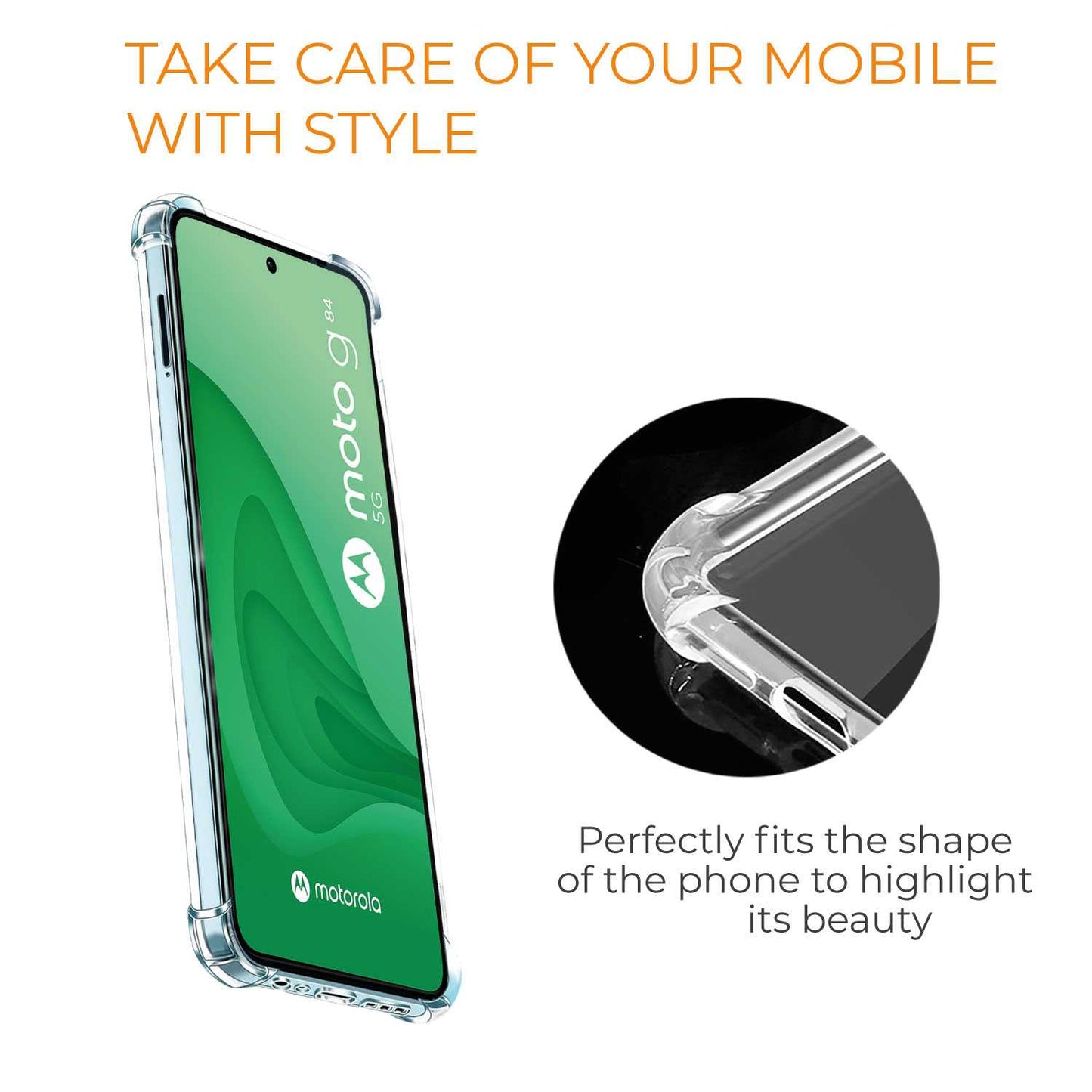 Funda Protectora de TPU para Motorola Moto g84 5G, Carcasa de Protección Transparente con Esquinas Reforzadas