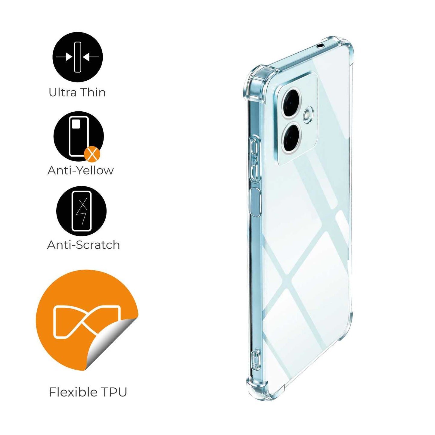 Funda Protectora de TPU para Motorola Moto g54 5G, Carcasa de Protección Transparente con Esquinas Reforzadas, Protección para la Cámara Trasera