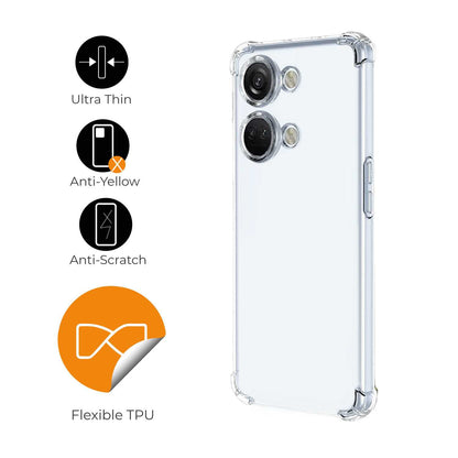 Funda de TPU para OnePlus Nord 3, Carcasa Flexible con Esquinas Reforzadas Antigolpes, Protección en Cámaras, Silicona Transparente