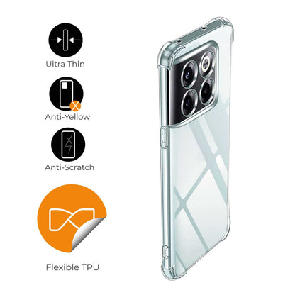 Funda de TPU para OnePlus 10T/Ace Pro, Carcasa Flexible con Esquinas Reforzadas Antigolpes, Protección en Cámaras, Silicona Transparente