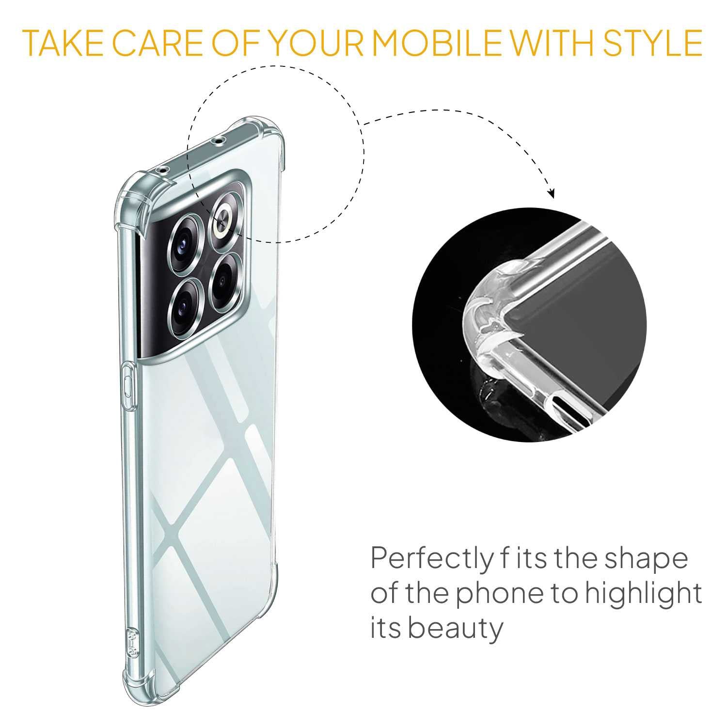 Funda de TPU para OnePlus 10T/Ace Pro, Carcasa Flexible con Esquinas Reforzadas Antigolpes, Protección en Cámaras, Silicona Transparente