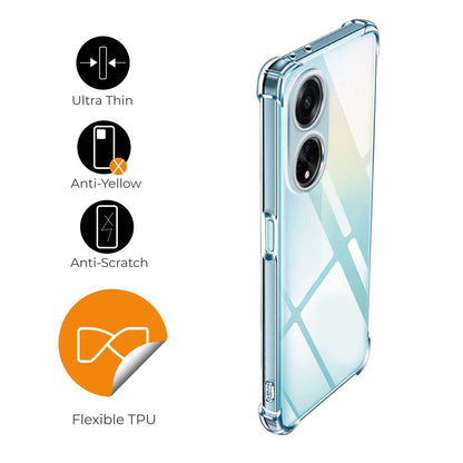 Funda de TPU para Oppo A98/A1/F23 5G, Carcasa Flexible con Esquinas Reforzadas Antigolpes, Protección en Cámaras, Silicona Transparente