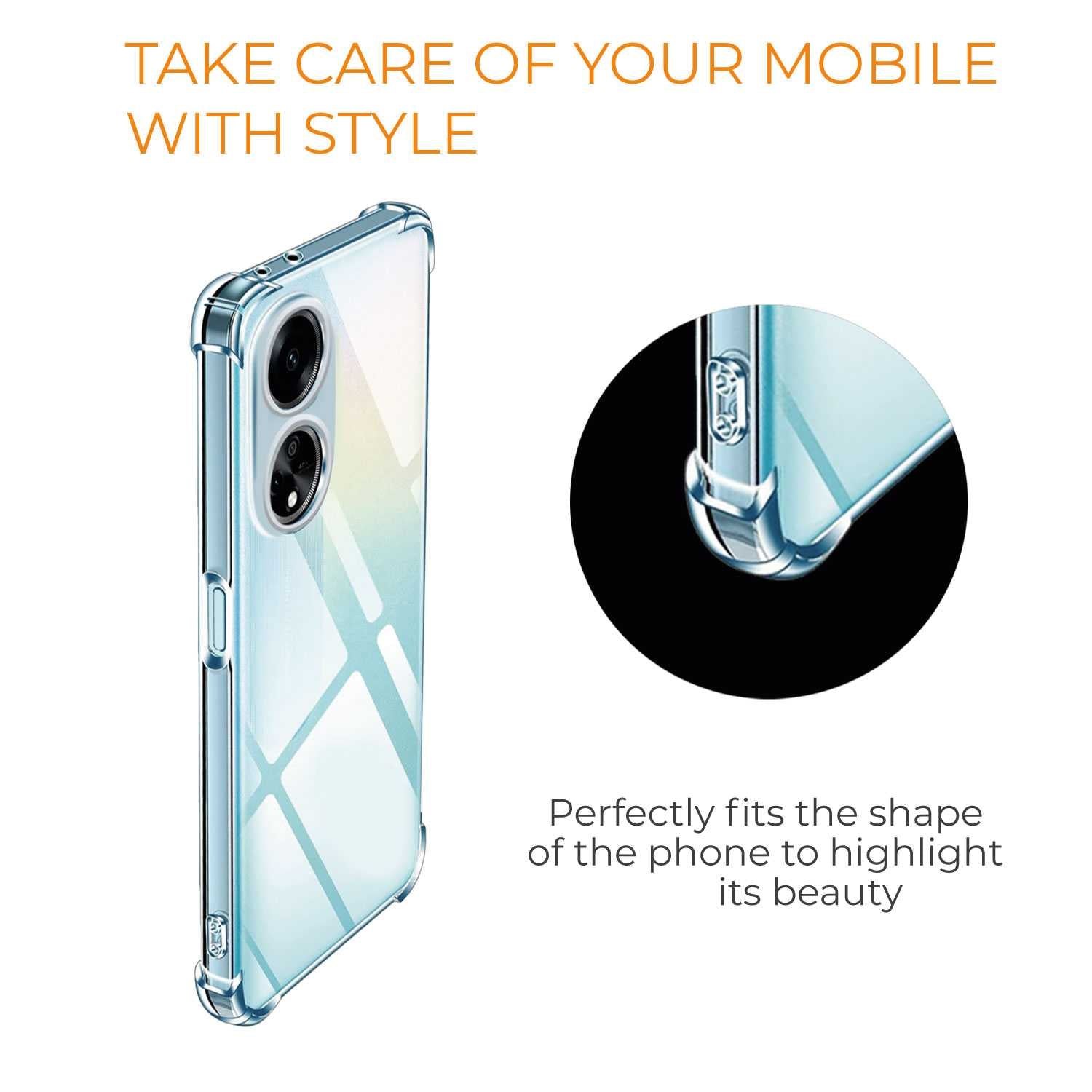 Funda de TPU para Oppo A98/A1/F23 5G, Carcasa Flexible con Esquinas Reforzadas Antigolpes, Protección en Cámaras, Silicona Transparente