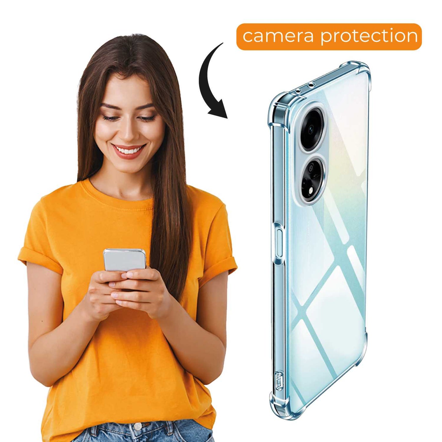 Funda de TPU para Oppo A98/A1/F23 5G, Carcasa Flexible con Esquinas Reforzadas Antigolpes, Protección en Cámaras, Silicona Transparente