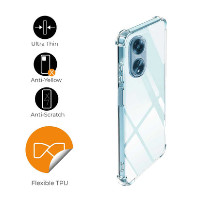 Funda Protectora de TPU para Oppo A58 4G, Carcasa de Protección Transparente con Esquinas Reforzadas, Protección para la Cámara Trasera