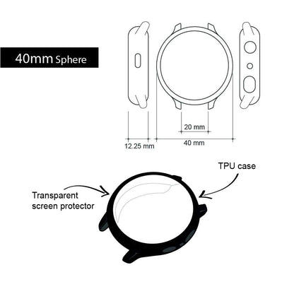 Pack de 3 Fundas Protectoras de TPU Compatible con Relojes Inteligentes Samsung Galaxy Watch Active 2, Transparente, 40mm