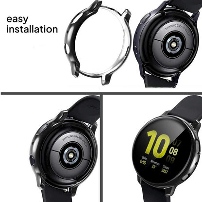Pack de 3 Fundas Protectoras de TPU Compatible con Relojes Inteligentes Samsung Galaxy Watch Active 2, Negro/Azul Verdoso/Gris, 44mm