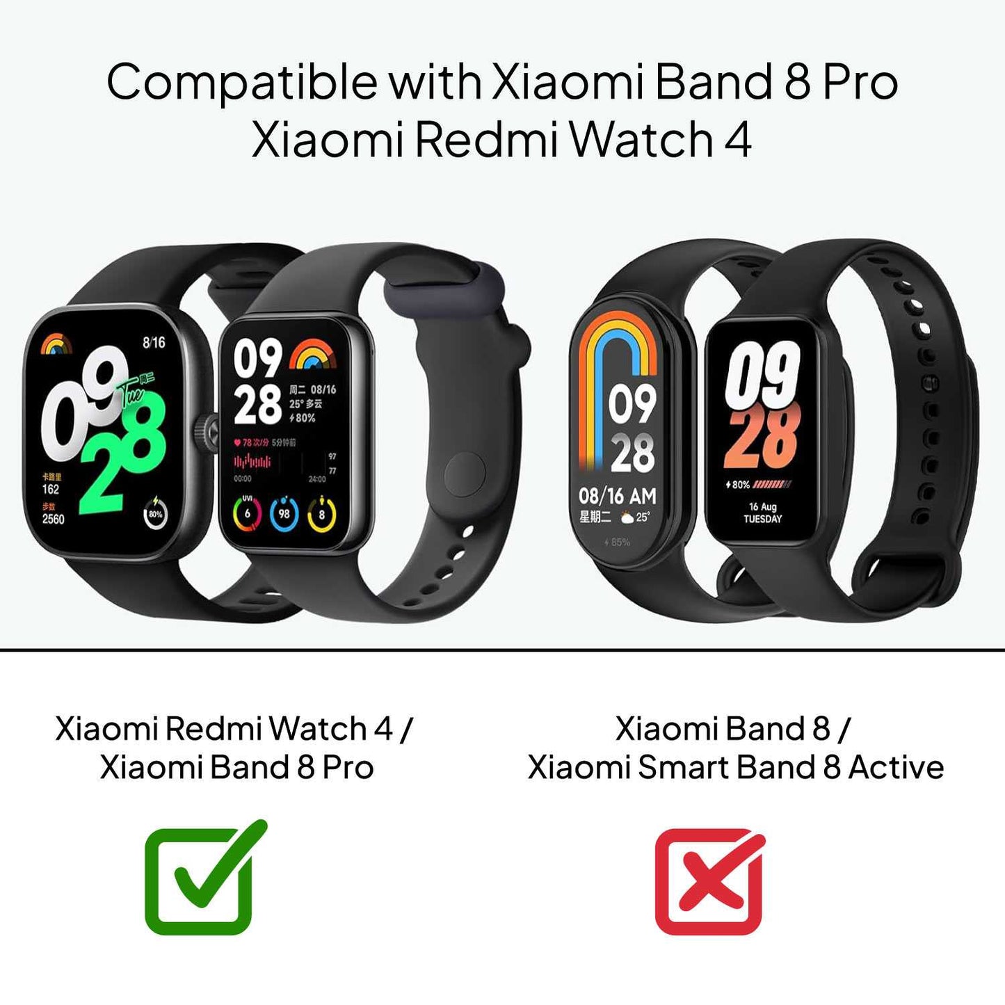 Correa Reloj Inteligente Compatible con Xiaomi Smart Band 8 Pro, Redmi Watch 4, Pulsera Reloj Inteligente de Silicona, Resistente al Sudor, Transpirable,