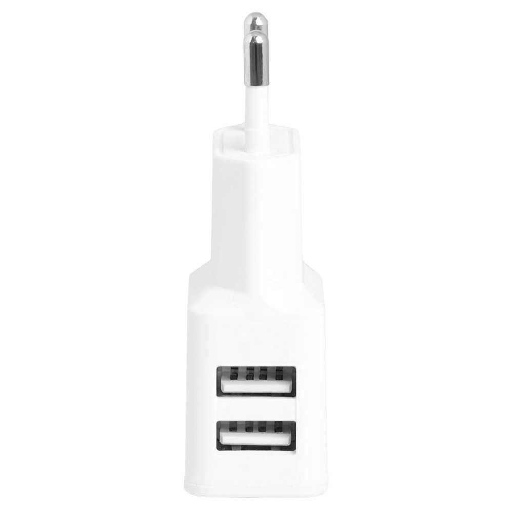 Cargador Doble 2 USB de Red 2Amperios Carga Rápida Adaptador de Red Universal para Smartphones Tablets MP3 MP4 Blanco