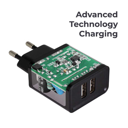 Cargador de Pared EU, 2 Puertos USB de 5v, 2.1A, 10W, Cargador para Smartphones, Adaptador de Corriente para Enchufe USB, Carga